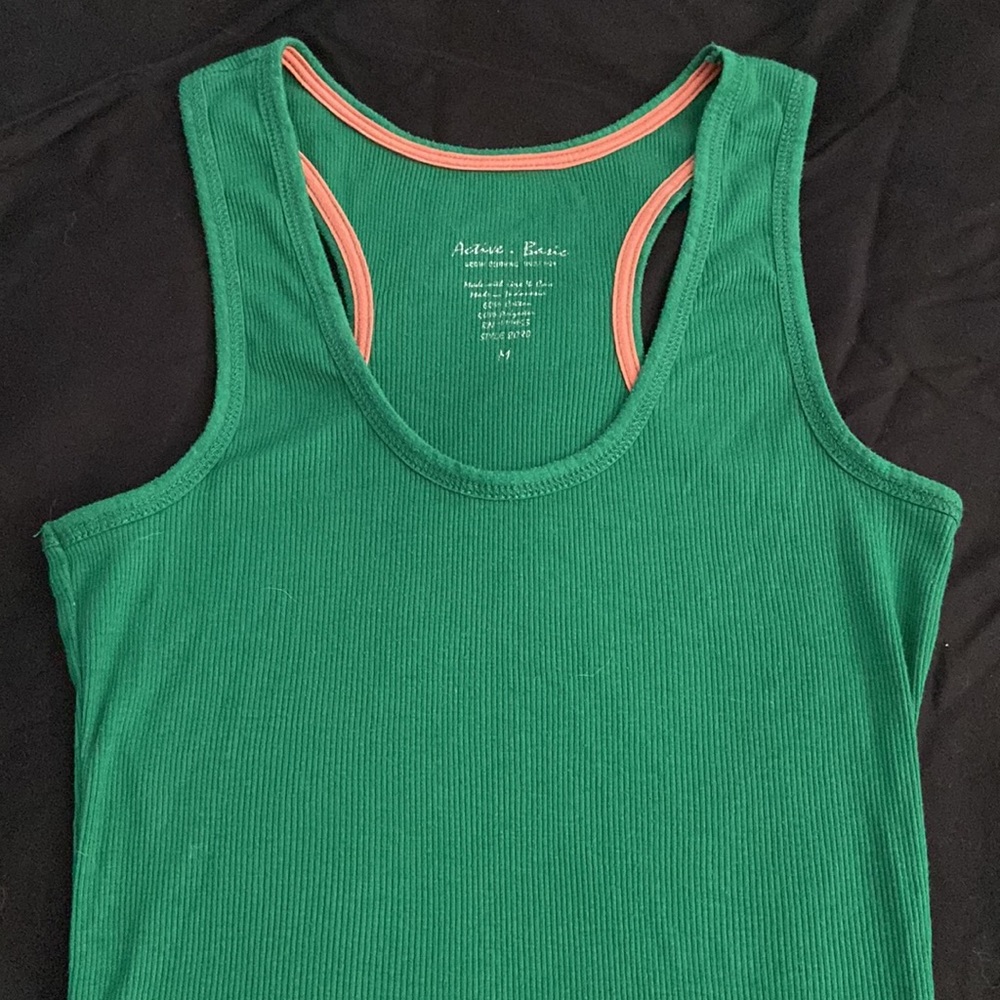 Like new Active Basic Ribbed Racerback Forest Green Tank - Picture 2 of 7